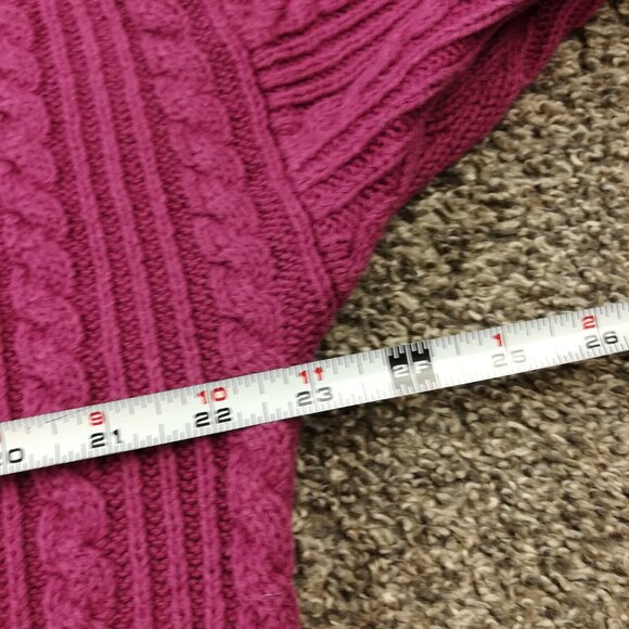 Vintage Gap Sweater Ramie Cotton Cable Knit Fisherman Dark Pink Womens Small - Picture 5 of 8